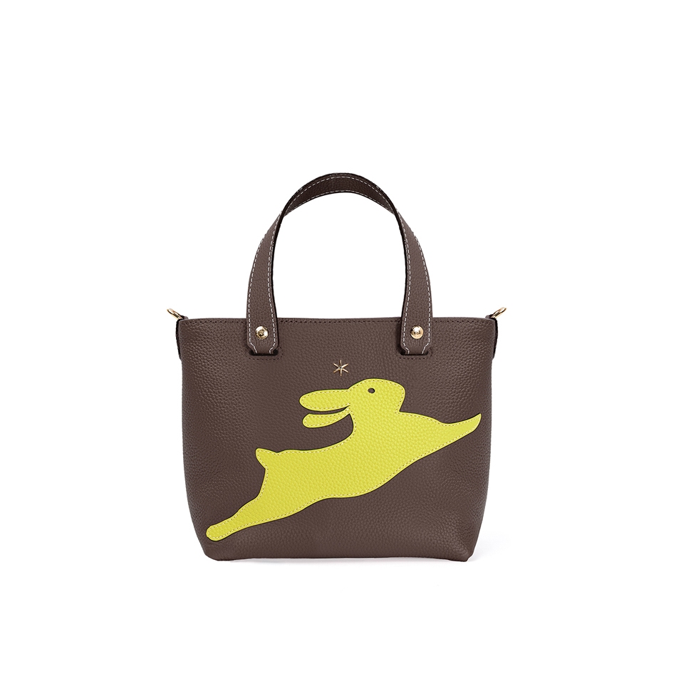'En L'Air le Sac Lièvre' Sac Cabas Cuir Nappa Chocolat & Or