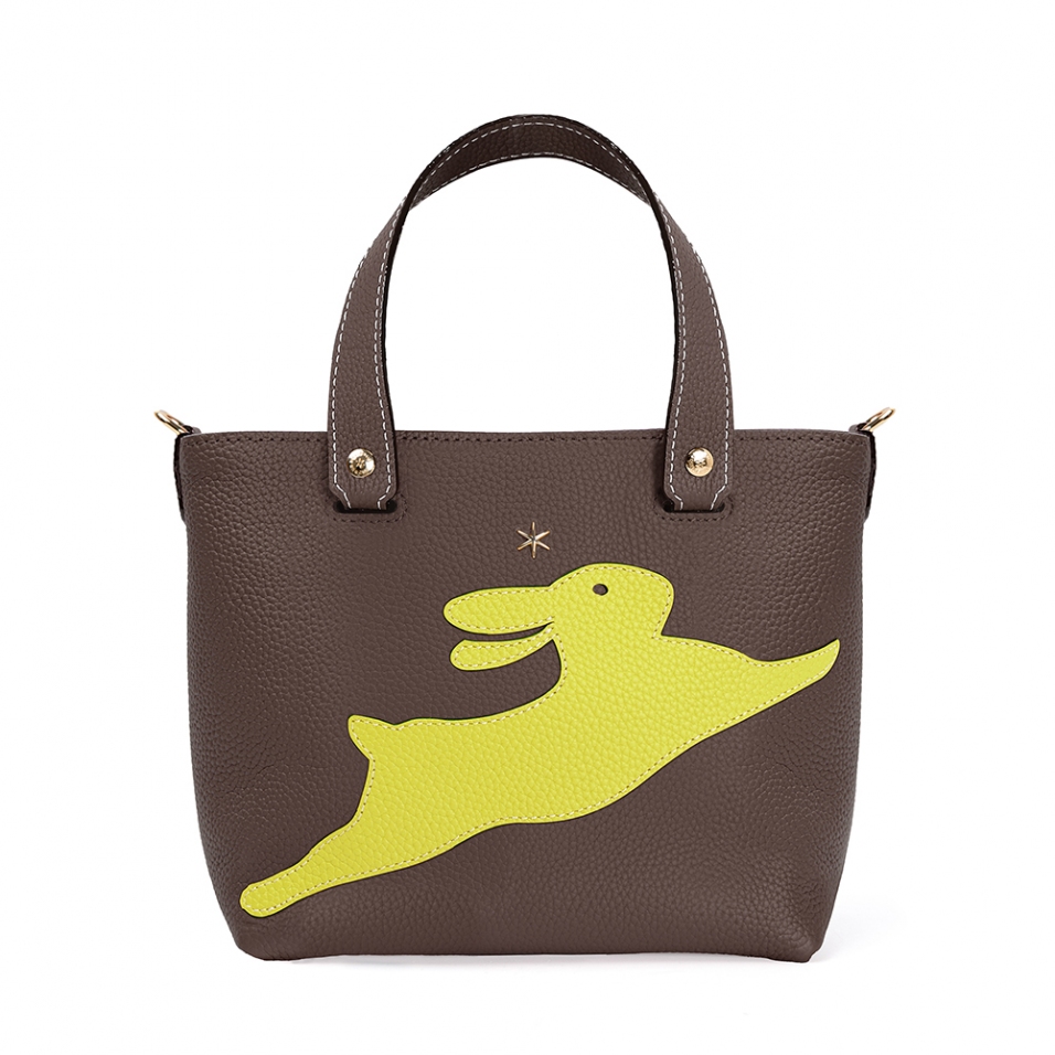 'En L'Air le Sac Lièvre' Nappa Leather Handbag Chocolate & Gold