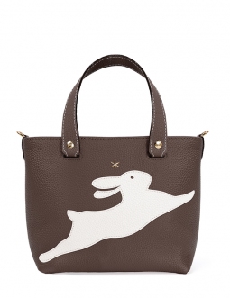 'En L'Air le Sac Lièvre' Nappa Leather Handbag Chocolate & Gold
