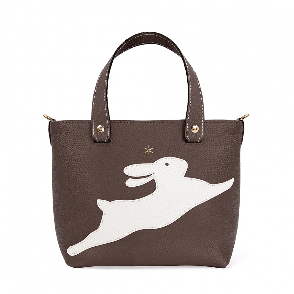 'En L'Air le Sac Lièvre' Nappa Leather Handbag Chocolate & Gold