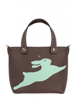 'En L'Air le Sac Lièvre' Sac Cabas Cuir Nappa Chocolat & Or