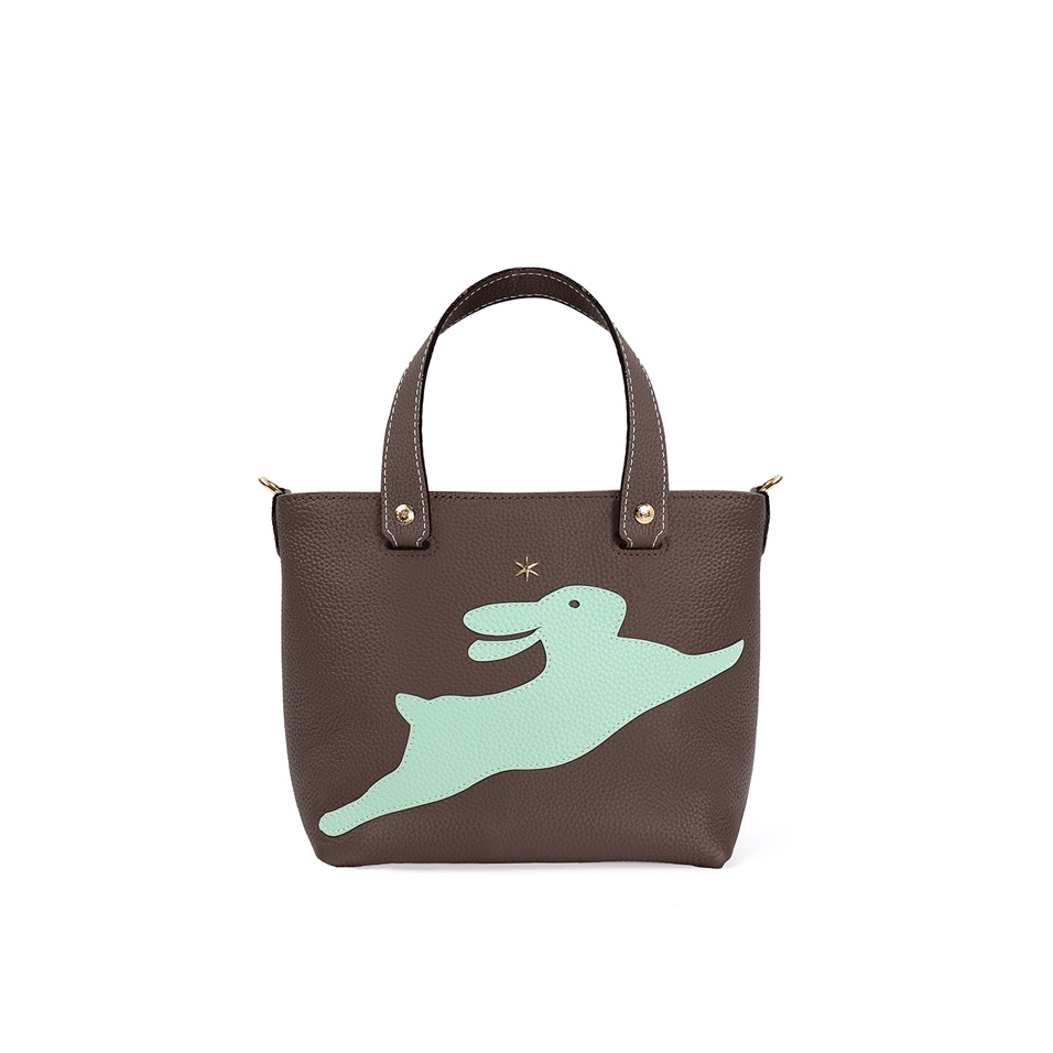 'En L'Air le Sac Lièvre' Nappa Leather Handbag Chocolate & Gold
