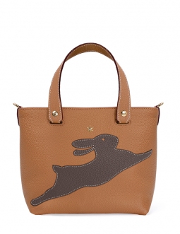 'En L'Air le Sac Lièvre' Sac Cabas Cuir Nappa Cognac & Or