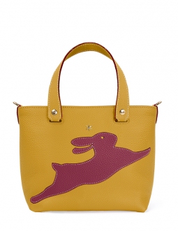 'En L'Air le Sac Lièvre' Sac Cabas Cuir Nappa Moutarde & Or