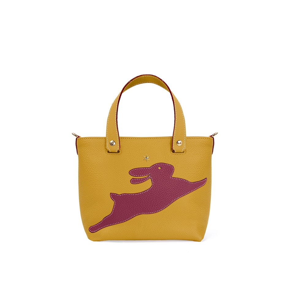 'En L'Air le Sac Lièvre' Nappa Leather Handbag Moutarde & Gold