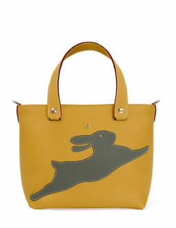 'En L'Air le Sac Lièvre' Nappa Leather Handbag Moutarde & Gold