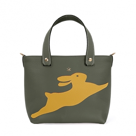 'En L'Air le Sac Lièvre' Nappa Leather Handbag Taiga & Gold
