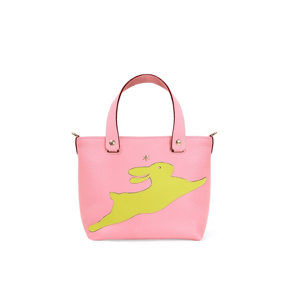 'En L'Air le Sac Lièvre' Sac Cabas Cuir Nappa Rose Poudré & Or