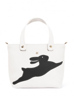 'En L'Air le Sac Lièvre' Sac Cabas Cuir Nappa Neige & Or