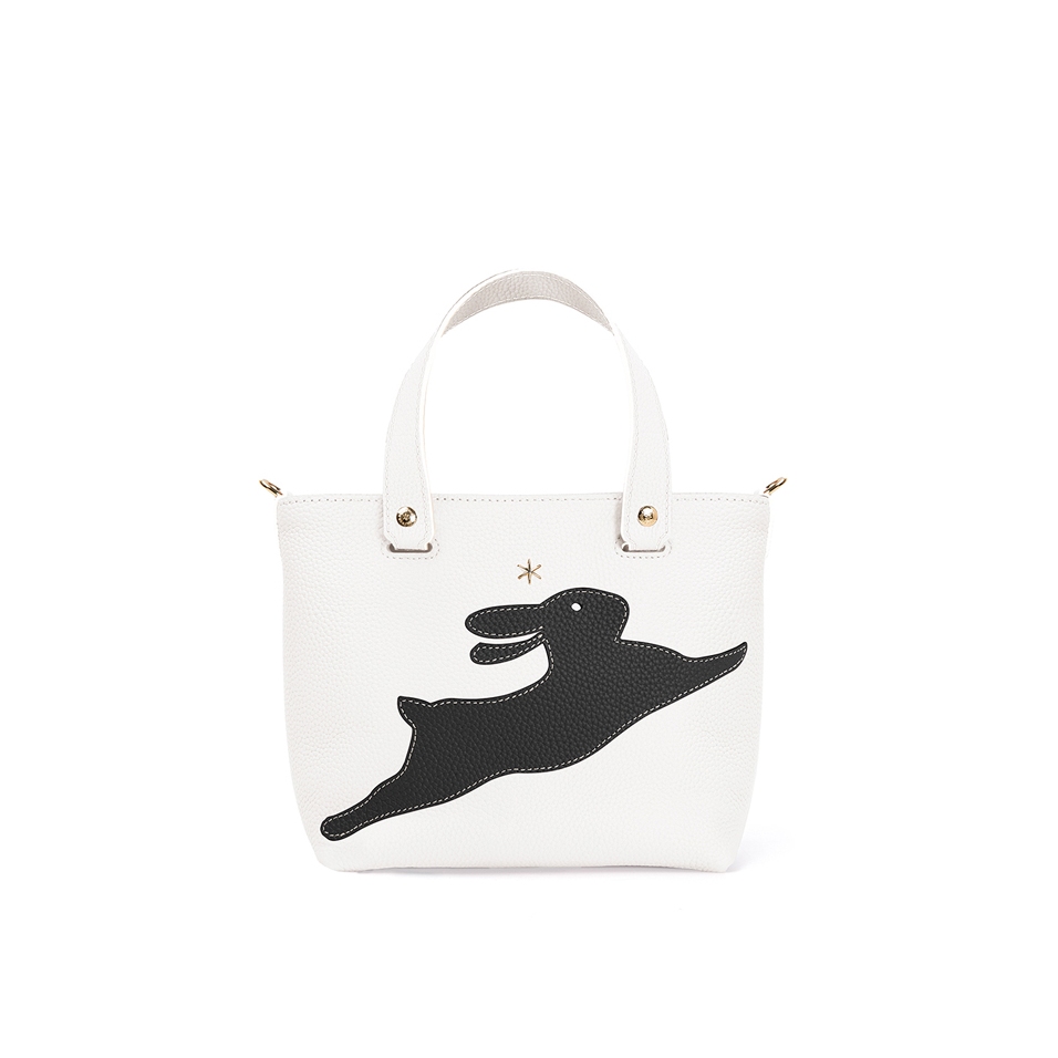 'En L'Air le Sac Lièvre' Nappa Leather Handbag Snow White & Gold