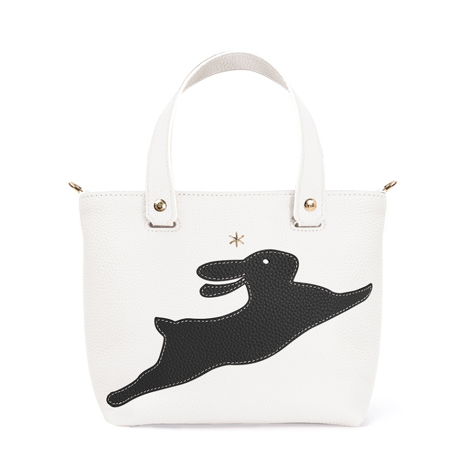 'En L'Air le Sac Lièvre' Sac Cabas Cuir Nappa Neige & Or