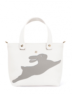 'En L'Air le Sac Lièvre' Nappa Leather Handbag Snow White & Gold