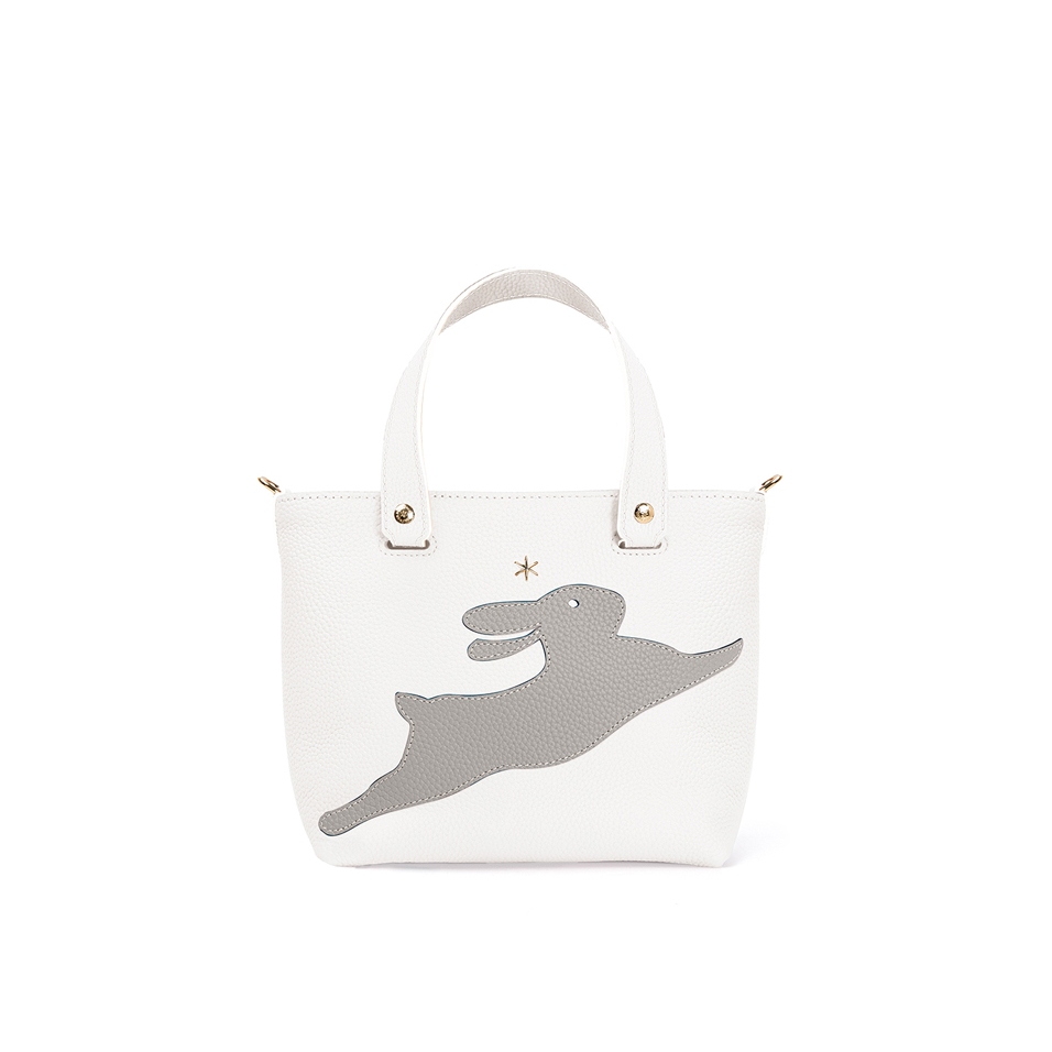 'En L'Air le Sac Lièvre' Sac Cabas Cuir Nappa Neige & Or