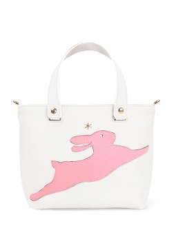 'En L'Air le Sac Lièvre' Sac Cabas Cuir Nappa Neige & Or