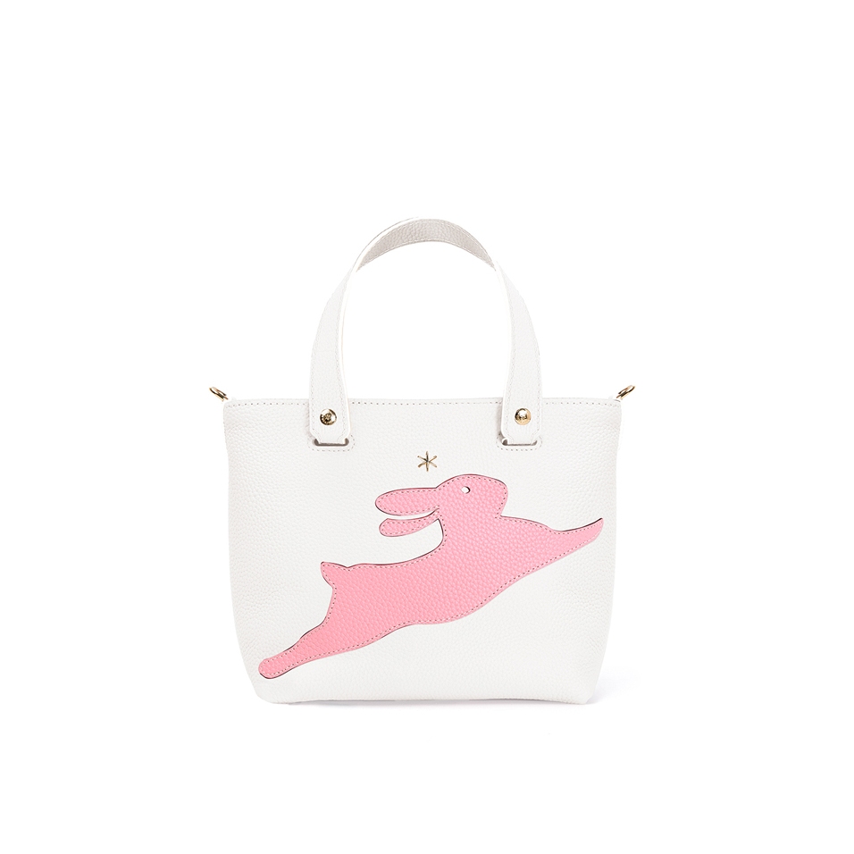 'En L'Air le Sac Lièvre' Sac Cabas Cuir Nappa Neige & Or