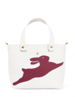 'En L'Air le Sac Lièvre' Nappa Leather Handbag Snow White & Gold
