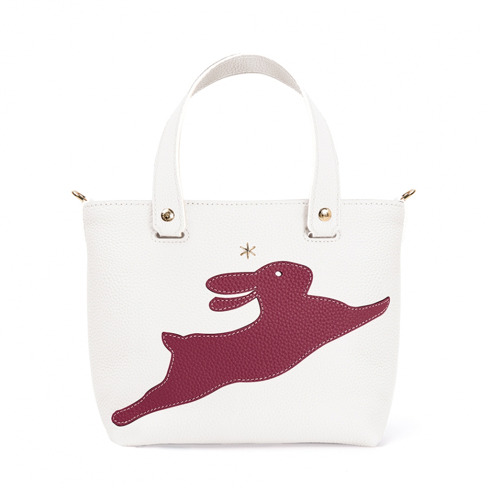'En L'Air le Sac Lièvre' Sac Cabas Cuir Nappa Neige & Or