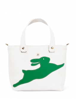 'En L'Air le Sac Lièvre' Sac Cabas Cuir Nappa Neige & Or