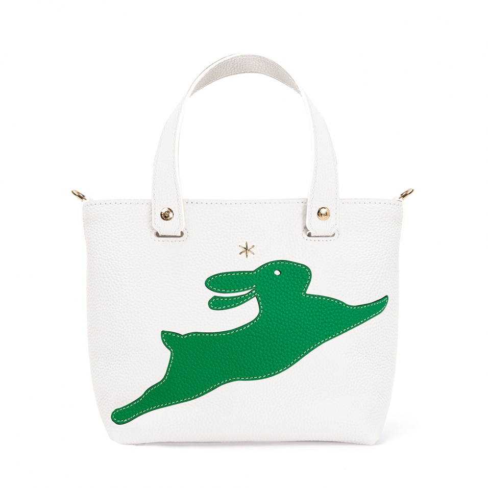 'En L'Air le Sac Lièvre' Nappa Leather Handbag Snow White & Gold