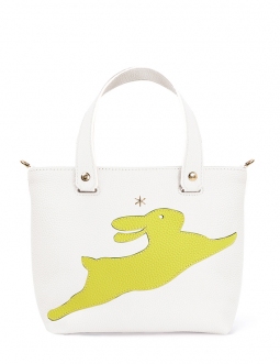 'En L'Air le Sac Lièvre' Sac Cabas Cuir Nappa Neige & Or