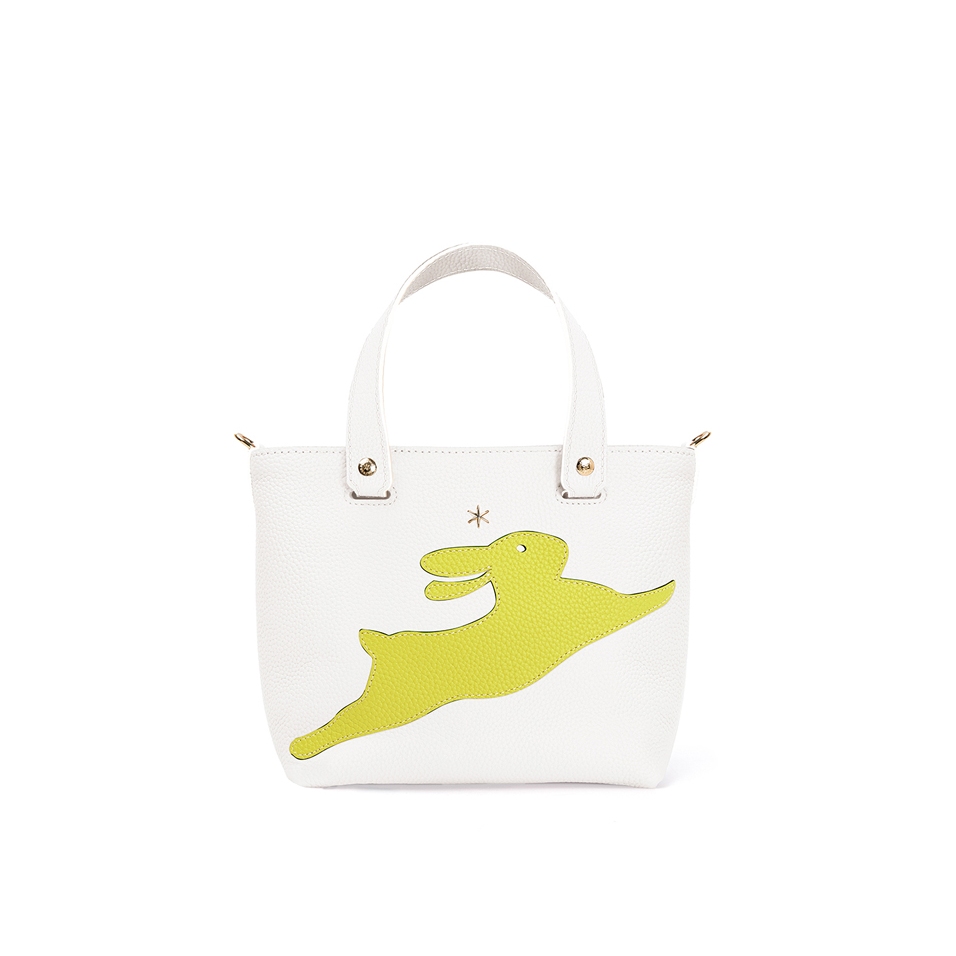 'En L'Air le Sac Lièvre' Nappa Leather Handbag Snow White & Gold