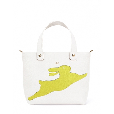 'En L'Air le Sac Lièvre' Nappa Leather Handbag Snow White & Gold