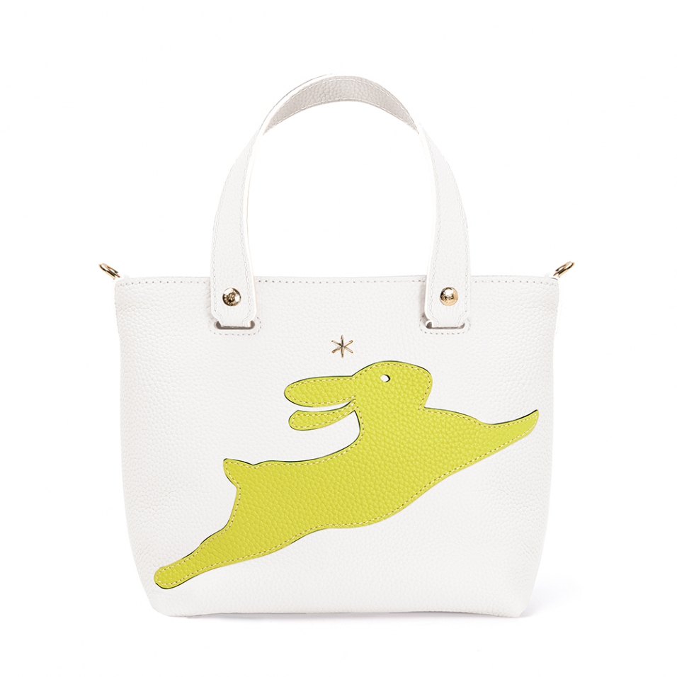 'En L'Air le Sac Lièvre' Sac Cabas Cuir Nappa Neige & Or
