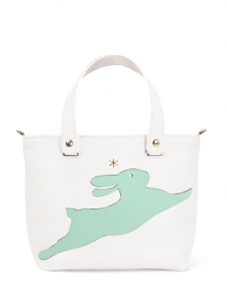 'En L'Air le Sac Lièvre' Sac Cabas Cuir Nappa Neige & Or