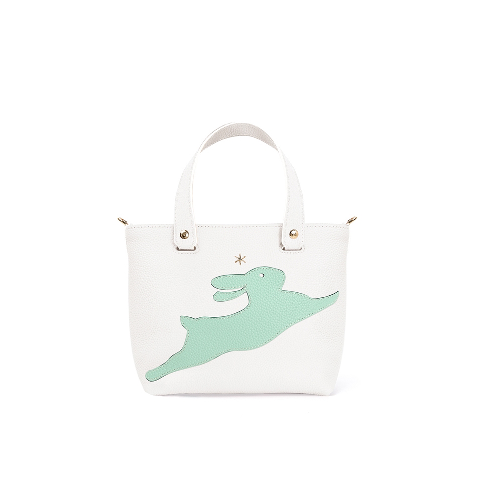 'En L'Air le Sac Lièvre' Sac Cabas Cuir Nappa Neige & Or