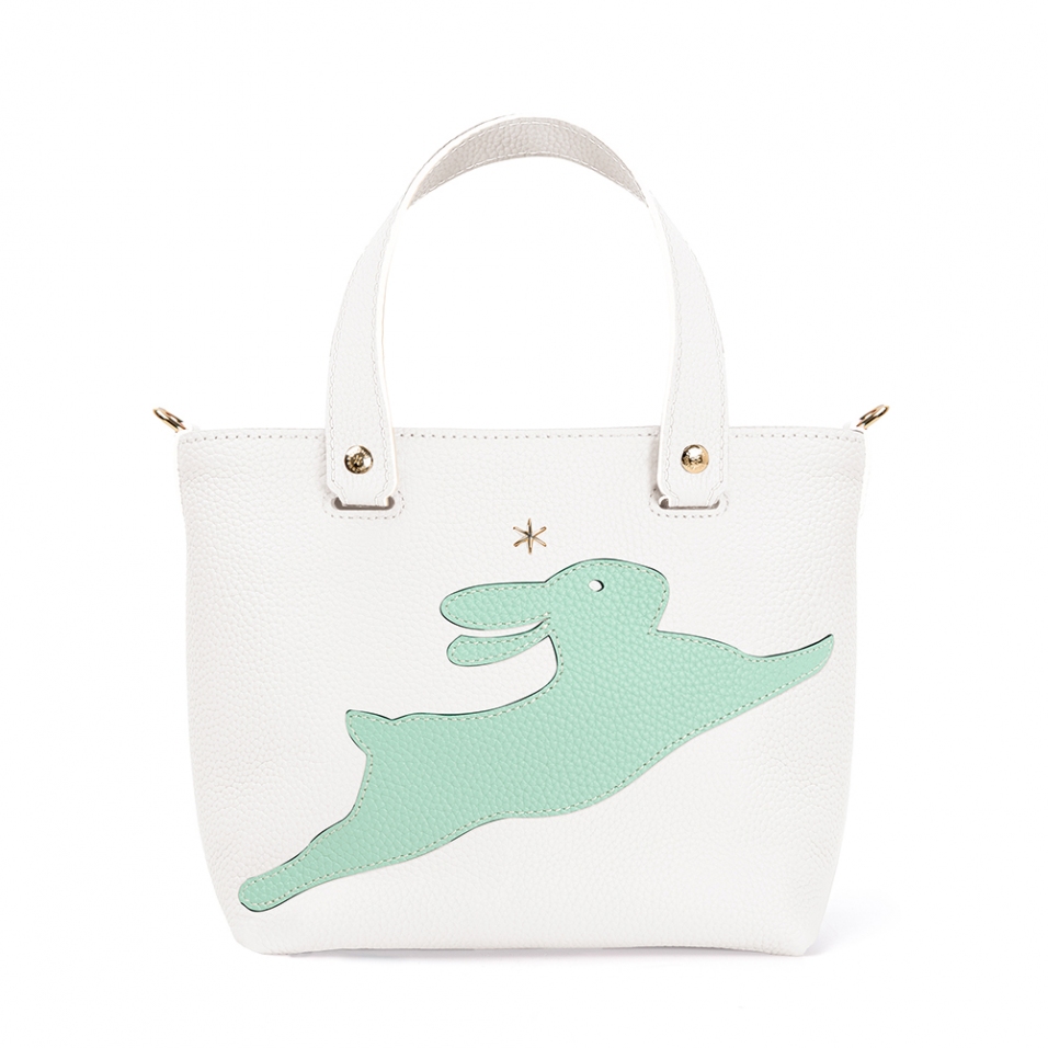 'En L'Air le Sac Lièvre' Nappa Leather Handbag Snow White & Gold