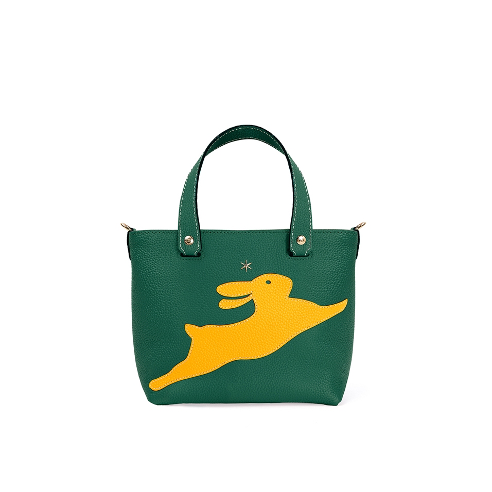 'En L'Air le Sac Lièvre' Nappa Leather Handbag Vert Pin & Gold