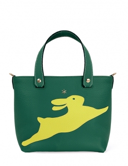 'En L'Air le Sac Lièvre' Nappa Leather Handbag Vert Pin & Gold
