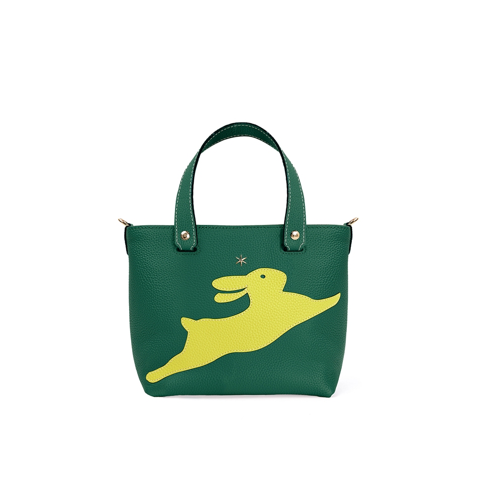 'En L'Air le Sac Lièvre' Nappa Leather Handbag Vert Pin & Gold