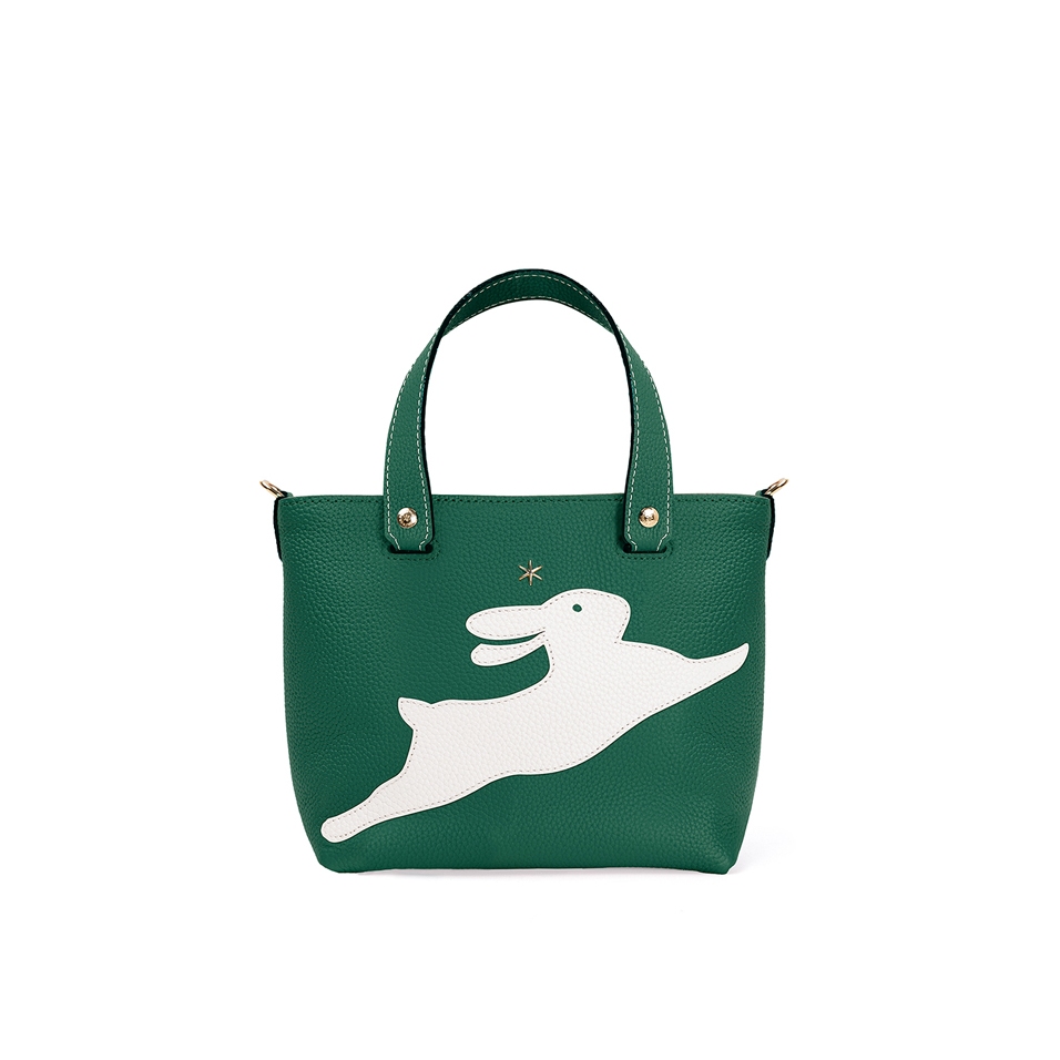 'En L'Air le Sac Lièvre' Nappa Leather Handbag Vert Pin & Gold