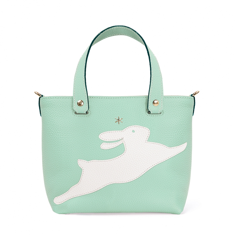 'En L'Air le Sac Lièvre' Sac Cabas Cuir Nappa Opaline & Or