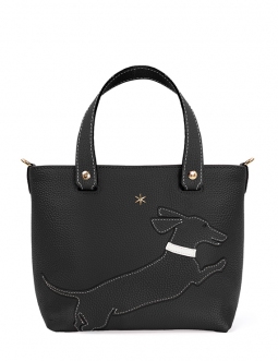 'En L'Air le Sac Téckel' Nappa Leather Handbag Black & Gold