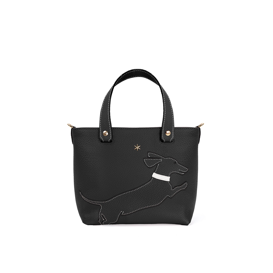 'En L'Air le Sac Téckel' Sac Cabas Cuir Nappa Ébène & Or