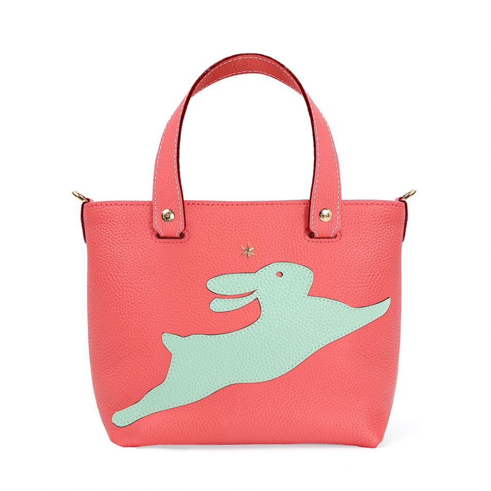 'En L'Air le Sac Lièvre' Sac Cabas Cuir Nappa Opaline & Or