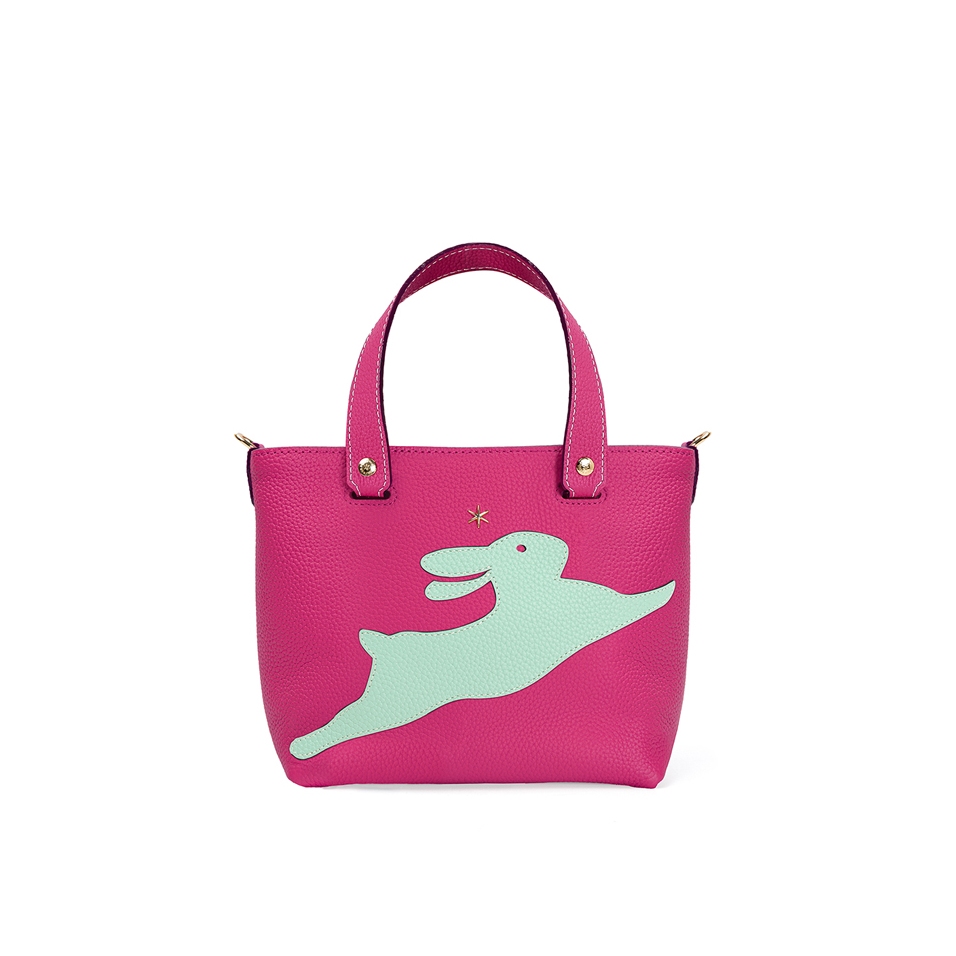 'En L'Air le Sac Lièvre' Sac Cabas Cuir Nappa Fuchsia & Or