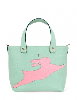 'En L'Air le Sac Lièvre' Sac Cabas Cuir Nappa Ardoise & Or