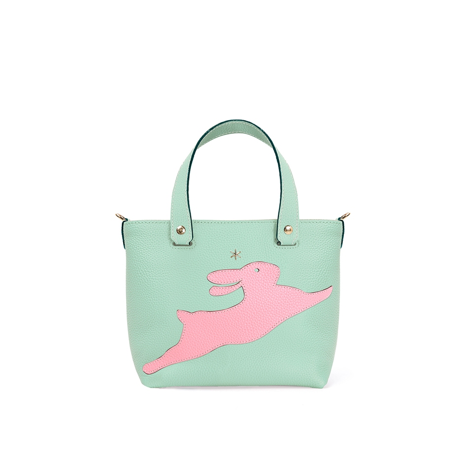 'En L'Air le Sac Lièvre' Sac Cabas Cuir Nappa Ardoise & Or