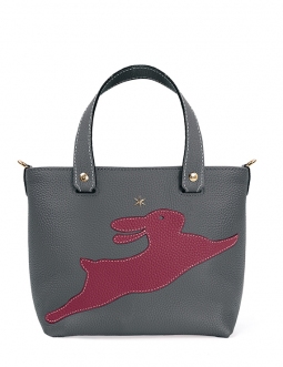 'En L'Air le Sac Lièvre' Sac Cabas Cuir Nappa Ardoise & Or