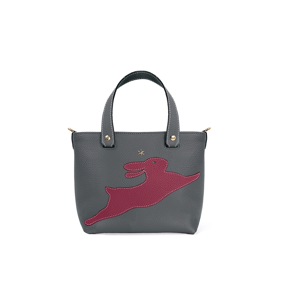 'En L'Air le Sac Lièvre' Nappa Leather Handbag Ardoise & Gold
