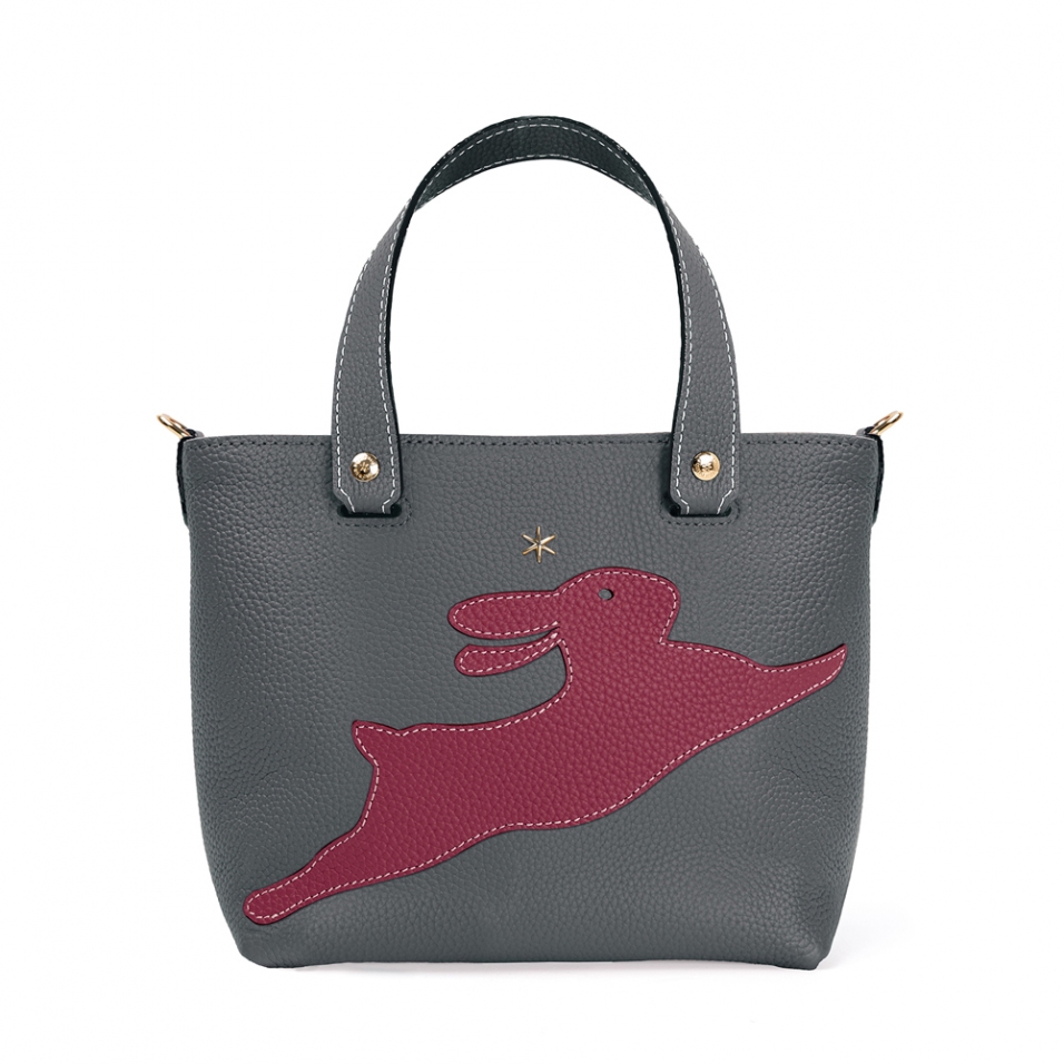 'En L'Air le Sac Lièvre' Nappa Leather Handbag Ardoise & Gold