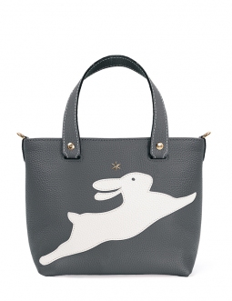 'En L'Air le Sac Lièvre' Sac Cabas Cuir Nappa Ardoise & Or