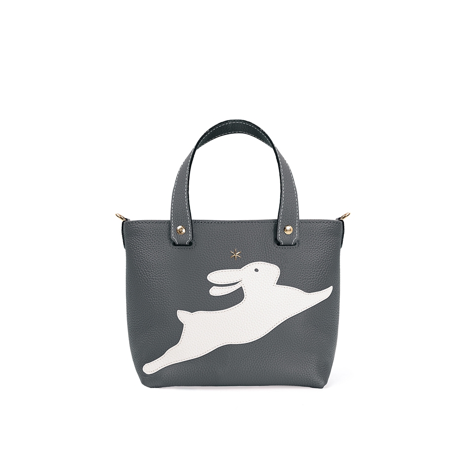 'En L'Air le Sac Lièvre' Nappa Leather Handbag Ardoise & Gold