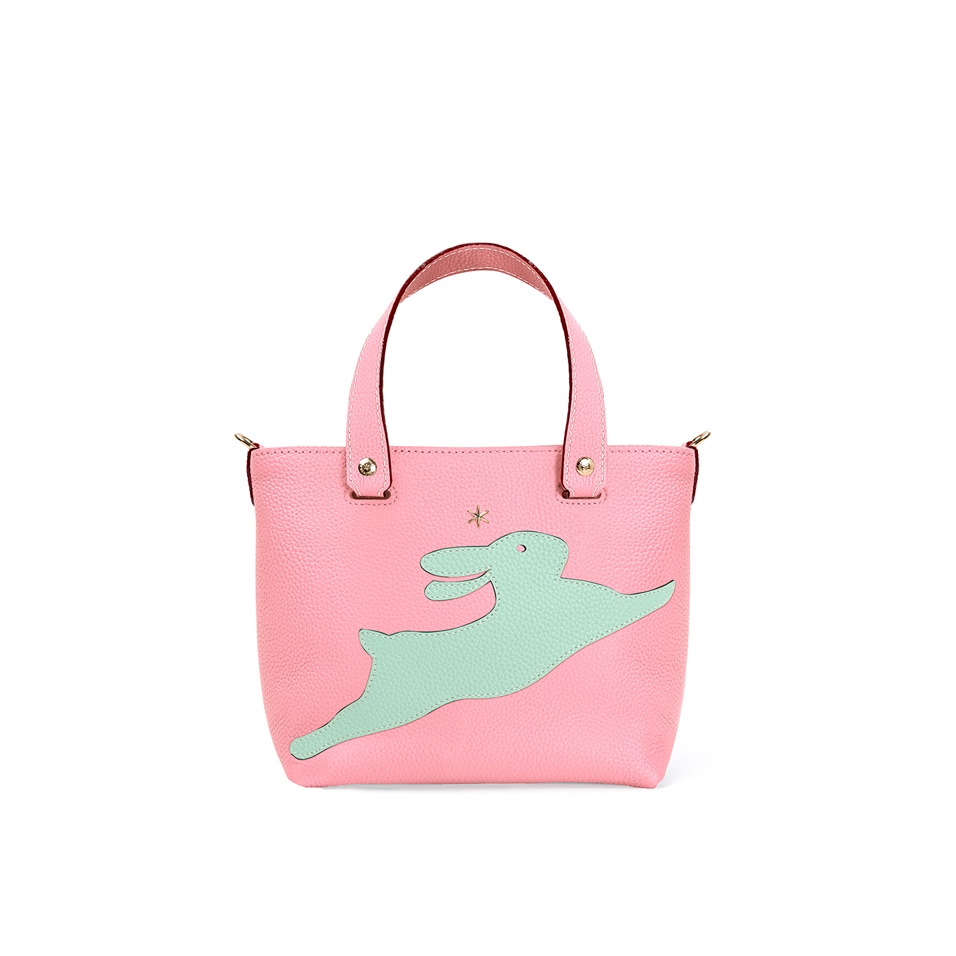 'En L'Air le Sac Lièvre' Sac Cabas Cuir Nappa Rose Poudré & Or