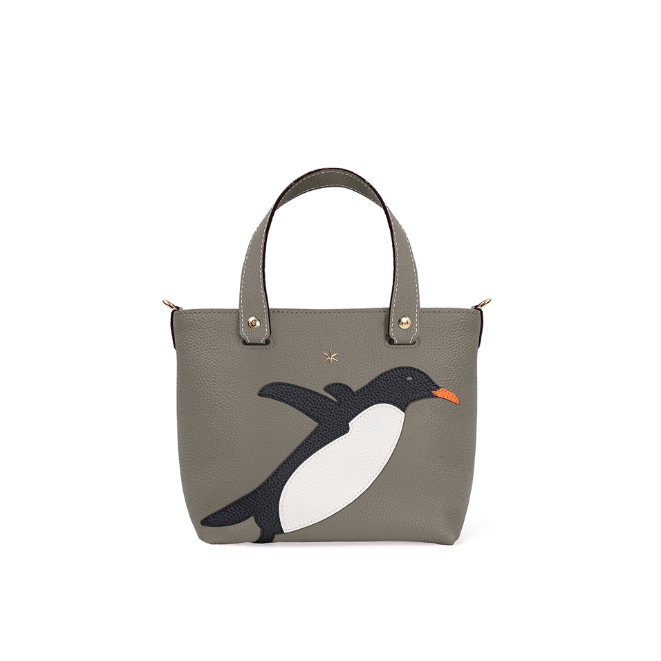 'En L'Air le Sac Pingouin' Sac Cabas Cuir Nappa Éléphant & Or