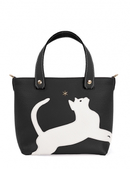 'En L'Air le Sac Le Chat' Sac Cabas Cuir Nappa Ébène & Or