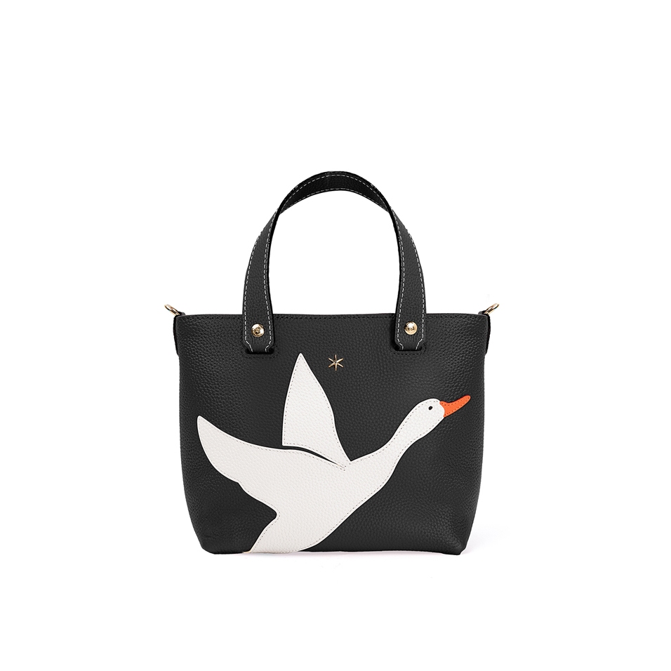'En L'Air le Sac Oie' Sac Cabas Cuir Nappa Ébène & Or